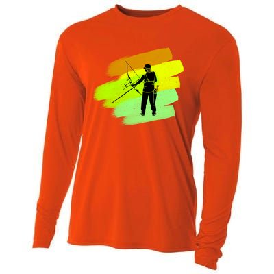 Cool Archer With Bow Rchery Fans And Bows Sport Lovers Gift Cooling Performance Long Sleeve Crew