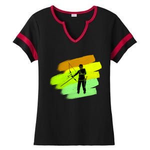 Cool Archer With Bow Rchery Fans And Bows Sport Lovers Gift Ladies Halftime Notch Neck Tee