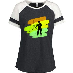 Cool Archer With Bow Rchery Fans And Bows Sport Lovers Gift Enza Ladies Jersey Colorblock Tee