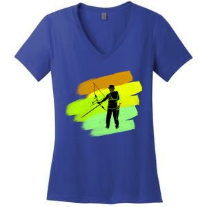 Cool Archer With Bow Rchery Fans And Bows Sport Lovers Gift Women's V-Neck T-Shirt