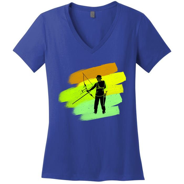 Cool Archer With Bow Rchery Fans And Bows Sport Lovers Gift Women's V-Neck T-Shirt