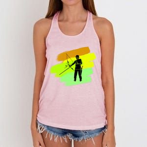 Cool Archer With Bow Rchery Fans And Bows Sport Lovers Gift Women's Knotted Racerback Tank