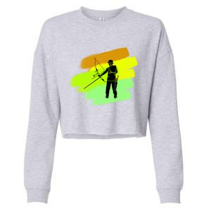 Cool Archer With Bow Rchery Fans And Bows Sport Lovers Gift Cropped Pullover Crew