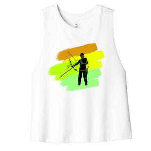 Cool Archer With Bow Rchery Fans And Bows Sport Lovers Gift Women's Racerback Cropped Tank