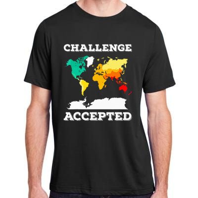 Challenge Accepted World Map Travel World Traveler Adult ChromaSoft Performance T-Shirt