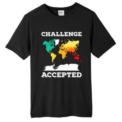 Challenge Accepted World Map Travel World Traveler Tall Fusion ChromaSoft Performance T-Shirt