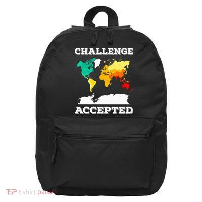 Challenge Accepted World Map Travel World Traveler 16 in Basic Backpack