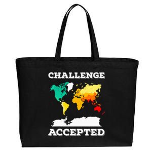 Challenge Accepted World Map Travel World Traveler Cotton Canvas Jumbo Tote