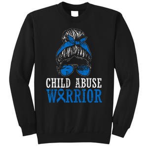 Child Abuse Warrior Prevention Month Blue Ribbon Awareness Tall Sweatshirt