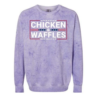 Chicken And Waffles 2024 Political Election Food Junkie Funny Food Lover Colorblast Crewneck Sweatshirt