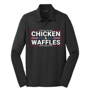 Chicken And Waffles 2024 Political Election Food Junkie Funny Food Lover Silk Touch Performance Long Sleeve Polo