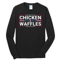 Chicken And Waffles 2024 Political Election Food Junkie Funny Food Lover Tall Long Sleeve T-Shirt