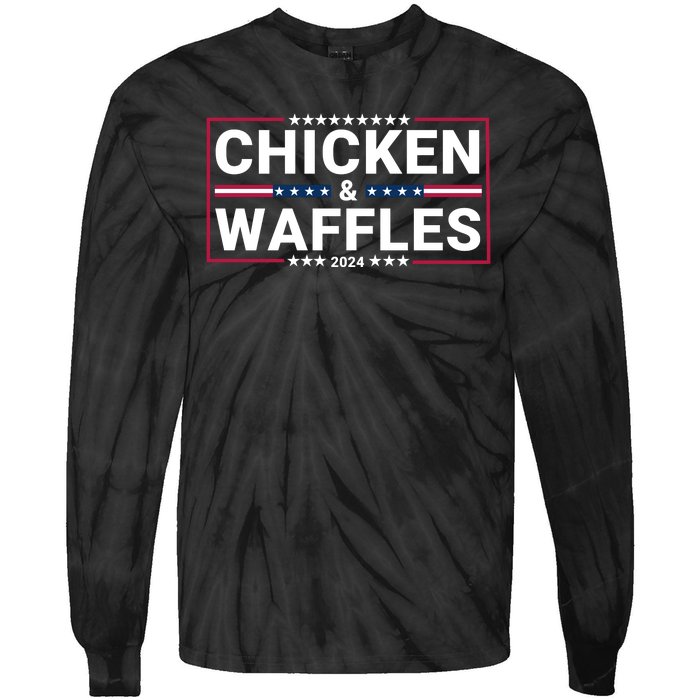 Chicken And Waffles 2024 Political Election Food Junkie Funny Food Lover Tie-Dye Long Sleeve Shirt