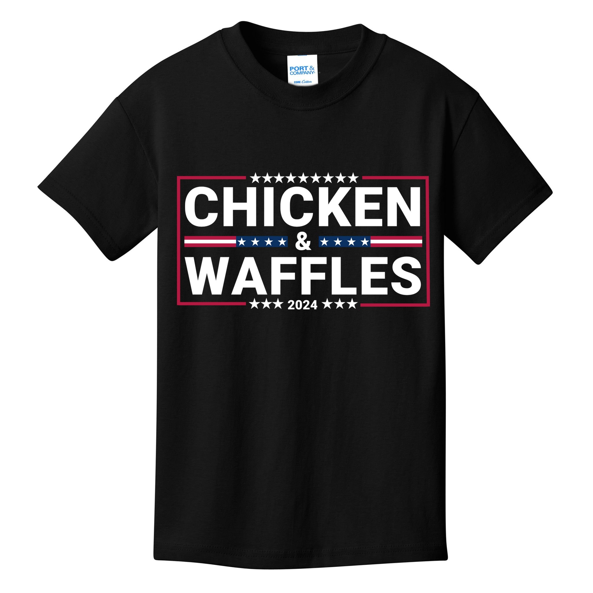 Chicken And Waffles 2024 Political Election Food Junkie Funny Food Lover Kids T-Shirt