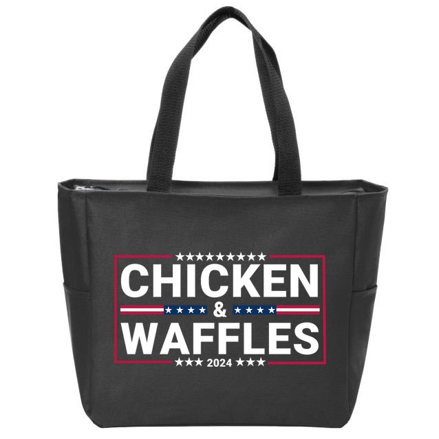 Chicken And Waffles 2024 Political Election Food Junkie Funny Food Lover Zip Tote Bag
