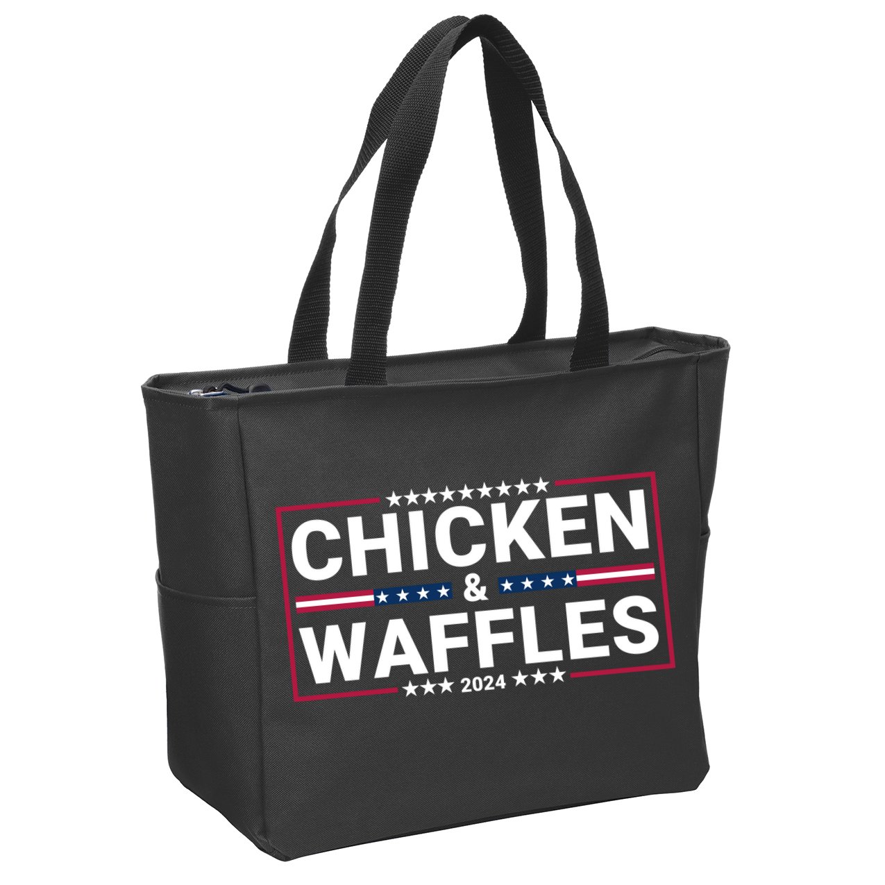 Chicken And Waffles 2024 Political Election Food Junkie Funny Food Lover Zip Tote Bag