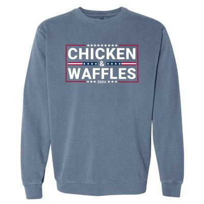 Chicken And Waffles 2024 Political Election Food Junkie Funny Food Lover Garment-Dyed Sweatshirt