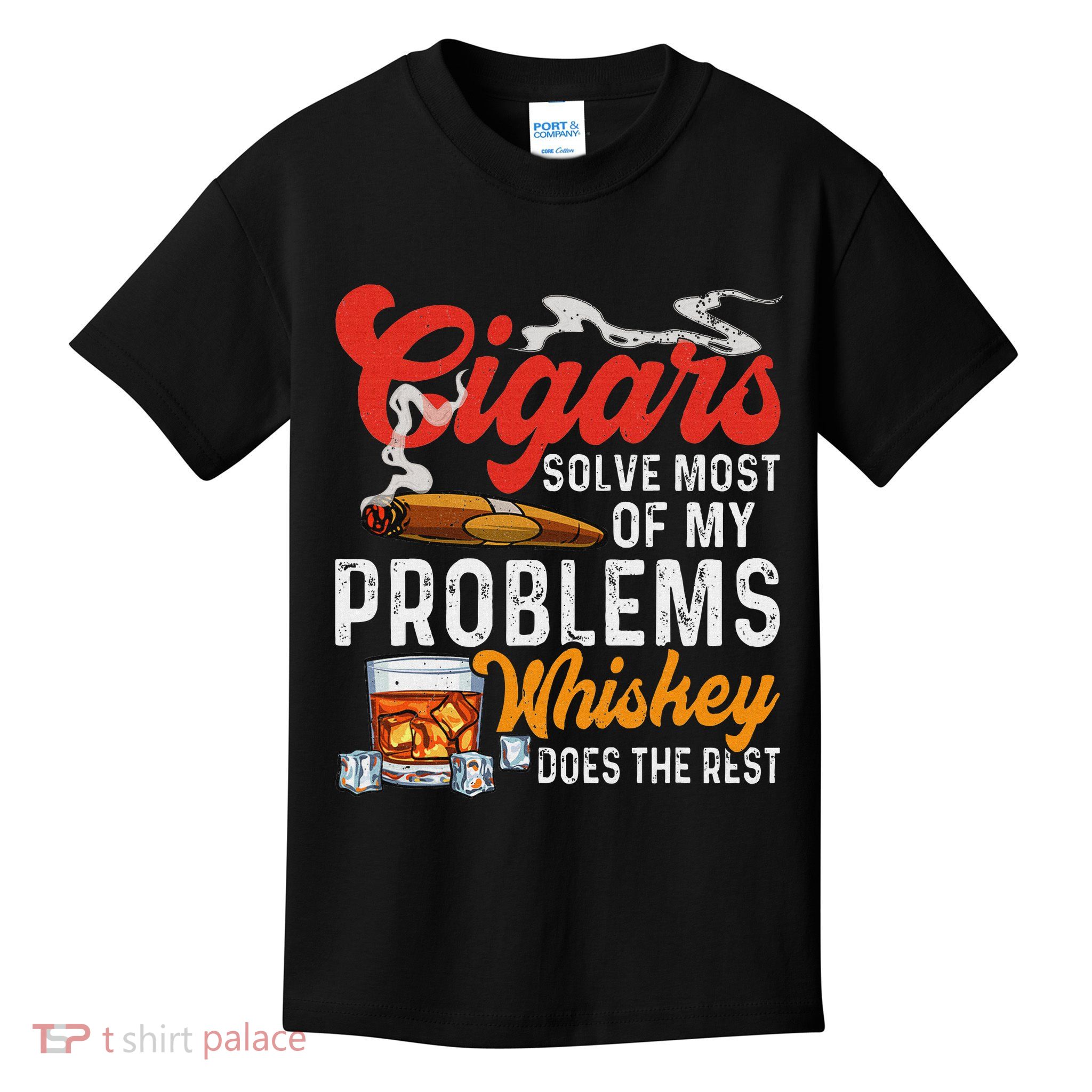 Cigars And Whiskey Funny Sayings Cigar Smoking Lover Kids T-Shirt