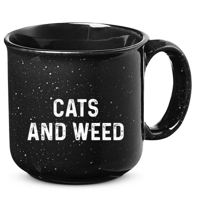 Cats And Weed Funny Cannabis Stoner Marijuana Cat Mom Dad Gift 15oz Campfire Ceramic Mug