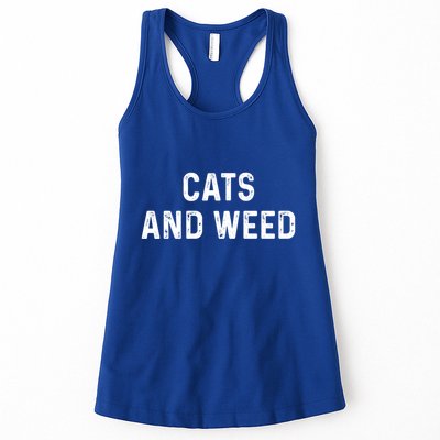 Cats And Weed Funny Cannabis Stoner Marijuana Cat Mom Dad Gift Womens Tank Top