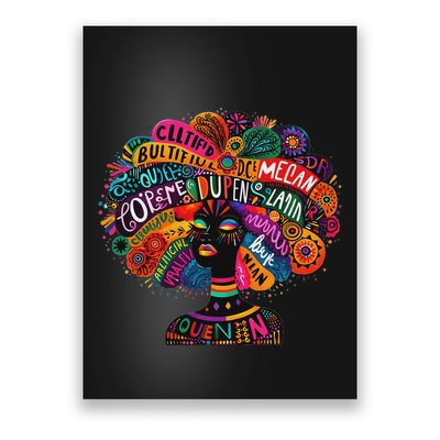 Cool African Woman Afro Color Painted Face Motivation Word Poster