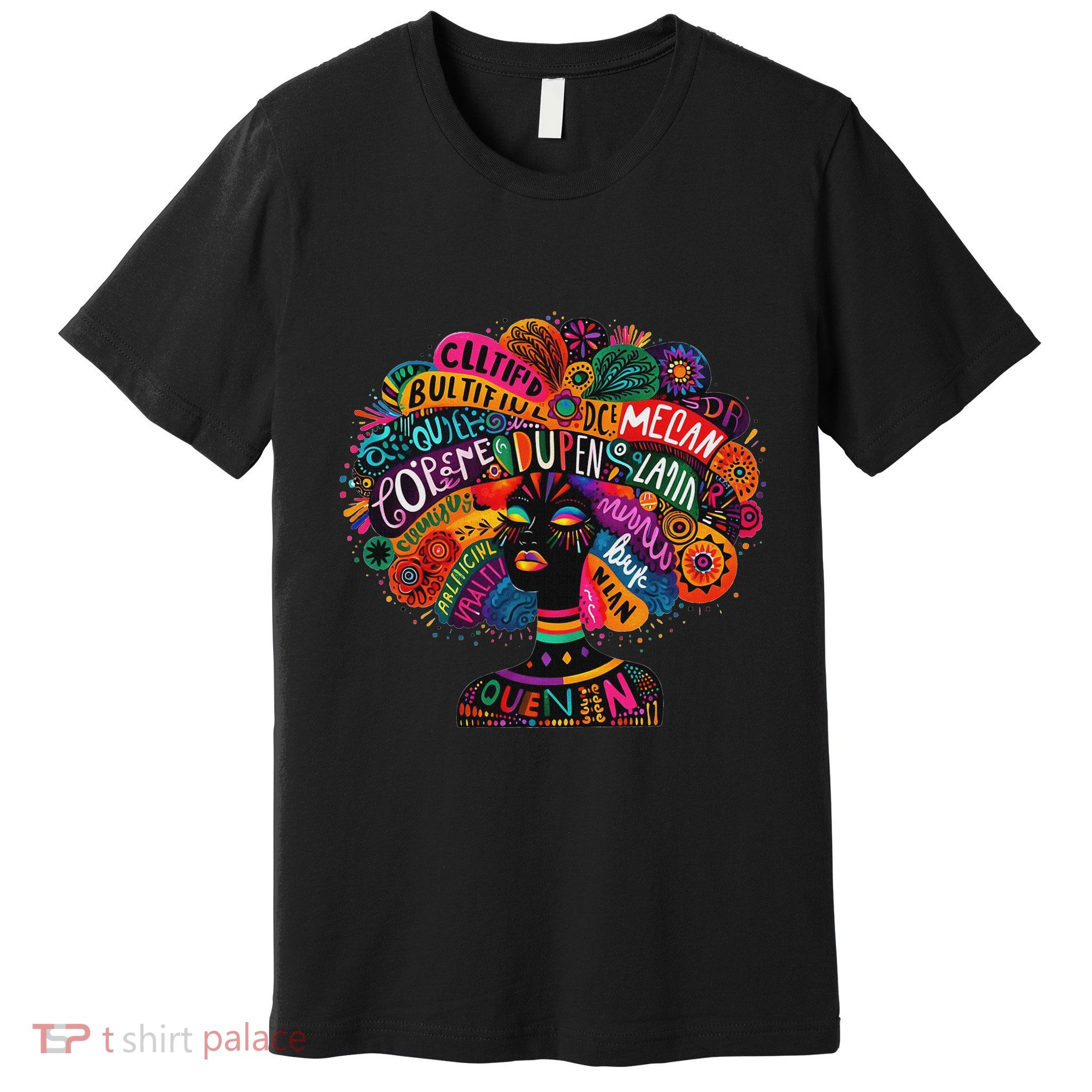 Cool African Woman Afro Color Painted Face Motivation Word Premium T-Shirt