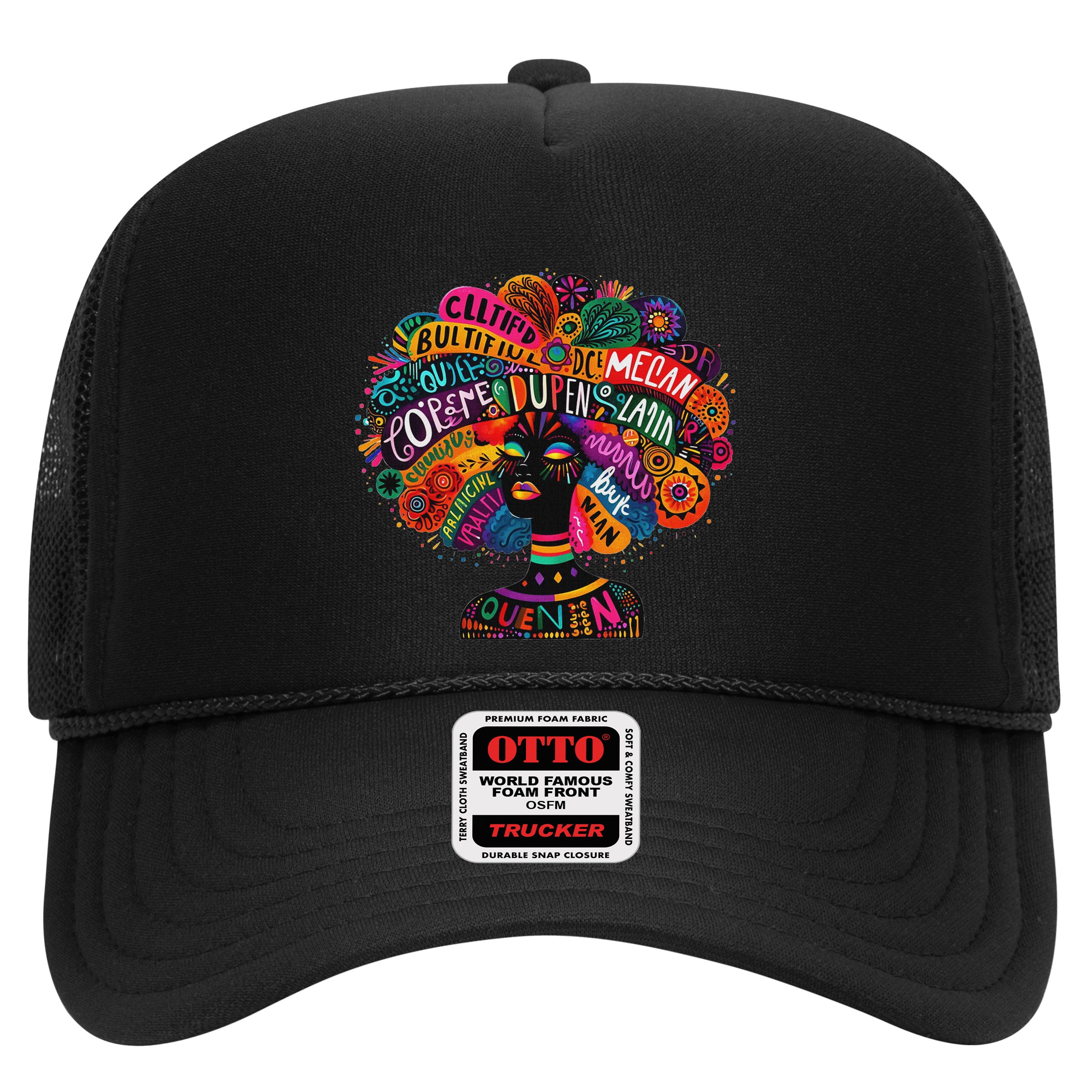 Cool African Woman Afro Color Painted Face Motivation Word Hat