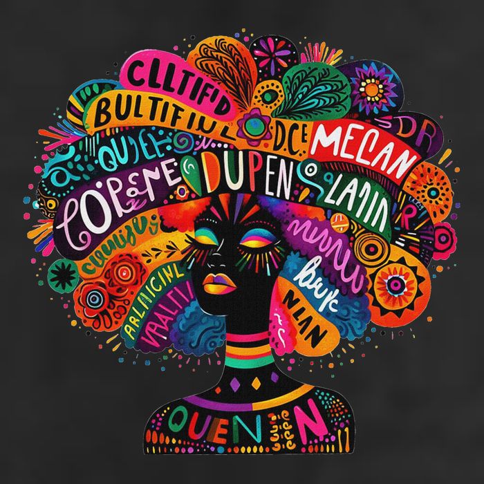 Cool African Woman Afro Color Painted Face Motivation Word Hat