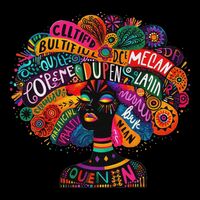 Cool African Woman Afro Color Painted Face Motivation Word Womens T-Shirt