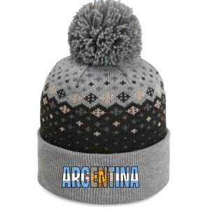 Cool Argentina Word Mashup Country Flag The Baniff Cuffed Pom Beanie