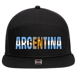 Cool Argentina Word Mashup Country Flag 7 Panel Mesh Trucker Snapback Hat