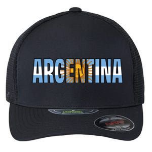 Cool Argentina Word Mashup Country Flag Flexfit Unipanel Trucker Cap