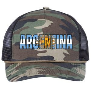 Cool Argentina Word Mashup Country Flag Retro Rope Trucker Hat Cap