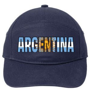 Cool Argentina Word Mashup Country Flag 7-Panel Snapback Hat