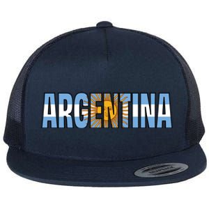 Cool Argentina Word Mashup Country Flag Flat Bill Trucker Hat