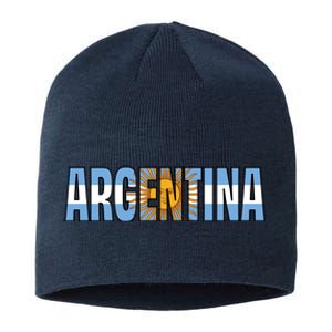 Cool Argentina Word Mashup Country Flag Sustainable Beanie