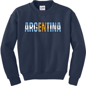 Cool Argentina Word Mashup Country Flag Kids Sweatshirt