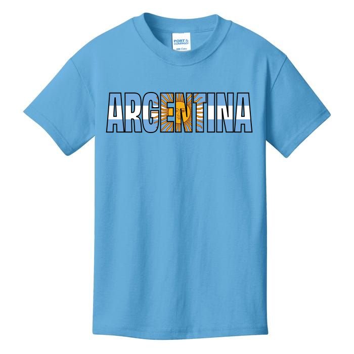 Cool Argentina Word Mashup Country Flag Kids T-Shirt