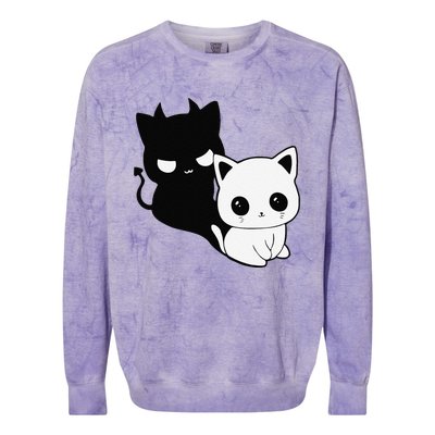 Cat Angel With Scary Evil Shadow The Enigmatic Duo Colorblast Crewneck Sweatshirt