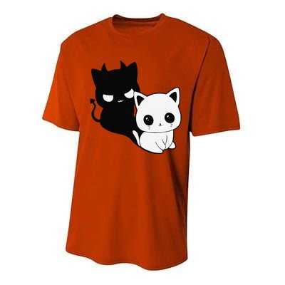 Cat Angel With Scary Evil Shadow The Enigmatic Duo Performance Sprint T-Shirt