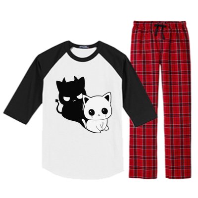 Cat Angel With Scary Evil Shadow The Enigmatic Duo Raglan Sleeve Pajama Set