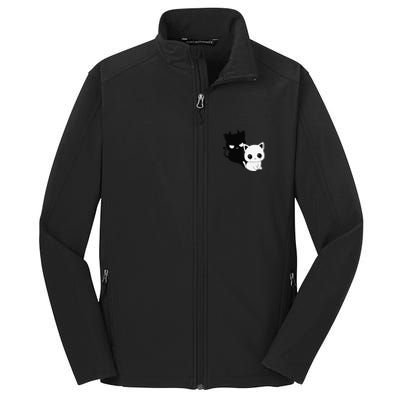 Cat Angel With Scary Evil Shadow The Enigmatic Duo Core Soft Shell Jacket