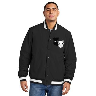 Cat Angel With Scary Evil Shadow The Enigmatic Duo Insulated Varsity Jacket