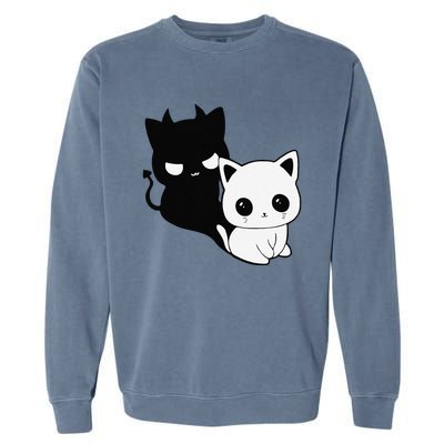 Cat Angel With Scary Evil Shadow The Enigmatic Duo Garment-Dyed Sweatshirt