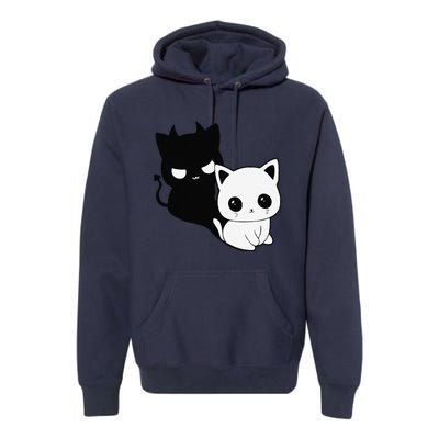 Cat Angel With Scary Evil Shadow The Enigmatic Duo Premium Hoodie