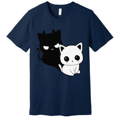 Cat Angel With Scary Evil Shadow The Enigmatic Duo Premium T-Shirt