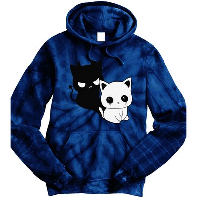 Cat Angel With Scary Evil Shadow The Enigmatic Duo Tie Dye Hoodie