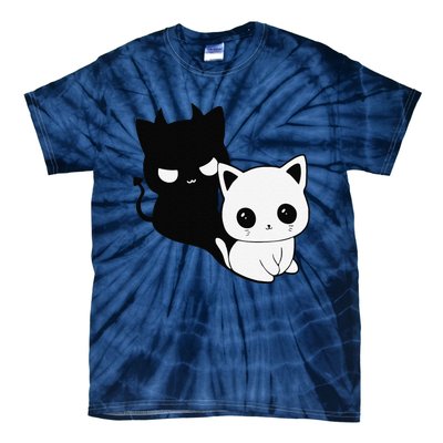 Cat Angel With Scary Evil Shadow The Enigmatic Duo Tie-Dye T-Shirt