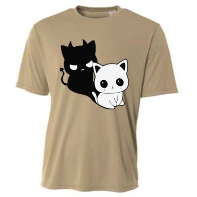 Cat Angel With Scary Evil Shadow The Enigmatic Duo Cooling Performance Crew T-Shirt