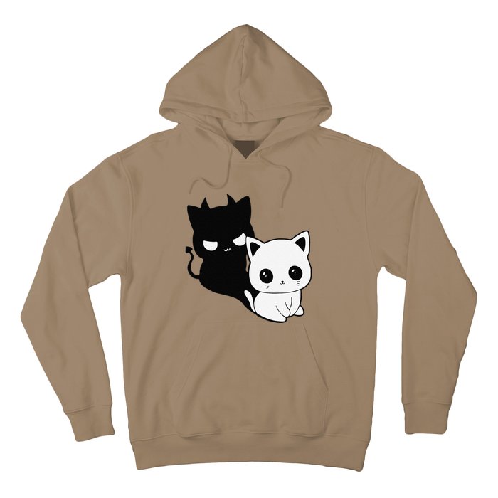 Cat Angel With Scary Evil Shadow The Enigmatic Duo Hoodie